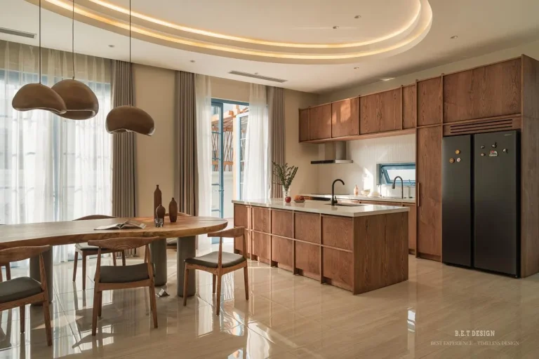 Bếp đảo và tủ lạnh villa M2-21 Sun Feria Hạ Long